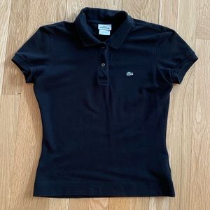 Lacoste Womens Black Piqué Knit Polo w 3 Button Placket/ Size Small (38)